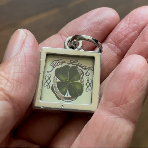 LUCKY GIRL FOR LUCK Pick Up Sticks Charm Pendant Four Leaf Clover Irish - Picture 11 of 11